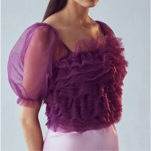 New Endless Rose Organza Ruffle Crop Top